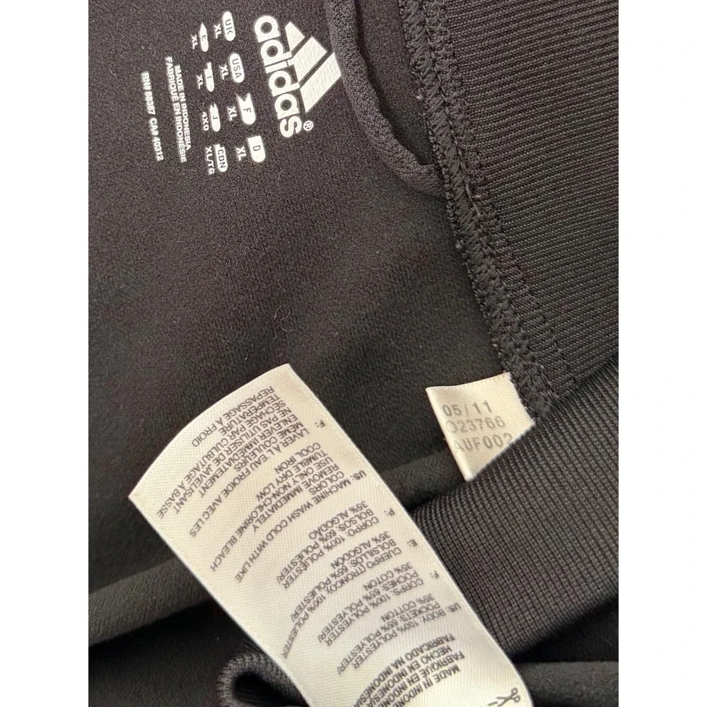 Adidas Track Jacket Full Zip Sport Black White Stripe Athletic Gym Activewear XL